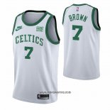 Camiseta Boston Celtics Jaylen Brown #7 75th Anniversary Blanco