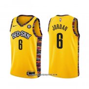 Camiseta Brooklyn Nets Deandre Jordan #6 Ciudad 2020-21 Amarillo