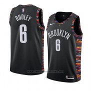 Camiseta Brooklyn Nets Jarojo Dudley #6 Ciudad 2018-19 Negro