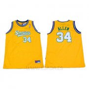 Camiseta Historic Seattle SuperSonics Ray Allen #34 Amarillo