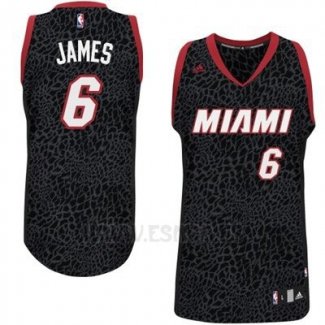 Camiseta Leopard Light Loco Miami Heat LeBron James #6 Negro