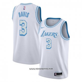 Camiseta Los Angeles Lakers Anthony Davis #3 Ciudad 2020-21 Blanco