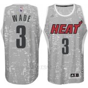 Camiseta Luces De La Ciudad Miami Heat Dwyane Wade #3 Gris