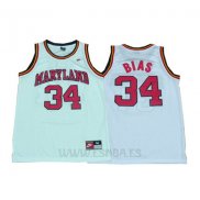 Camiseta NCAA Maryland Len Bias #34 Blanco