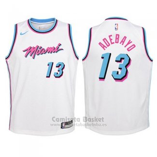 Camiseta Nino Miami Heat Bam Adebayo Ciudad #13 2017-18 Blanco