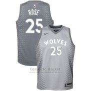 Camiseta Nino Minnesota Timberwolves Derrick Rose Ciudad #25 2017-18 Gris