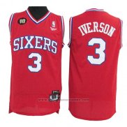 Camiseta Philadelphia 76ers Allen Iverson #3 10th Retro Rojo