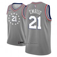 Camiseta Philadelphia 76ers Joel Embiid #21 Ciudad 2018-19 Gris