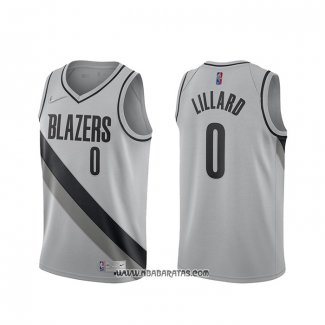 Camiseta Portland Trail Blazers Damian Lillard #0 Earned 2020-21 Gris