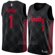 Camiseta Portland Trail Blazers Evan Turner #1 Ciudad 2018 Negro