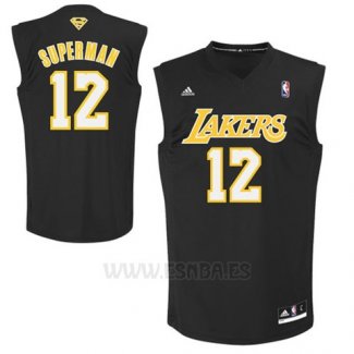 Camiseta Apodo Los Angeles Lakers Superman #12 Negro