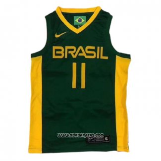 Camiseta Brasil Anderson Varejao #11 2019 FIBA Baketball World Cup Verde