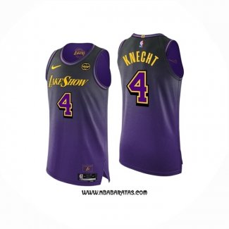 Camiseta Los Angeles Lakers Dalton Knecht #4 Ciudad 2024-25 Violeta
