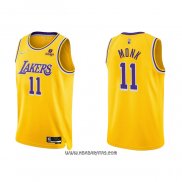Camiseta Los Angeles Lakers Malik Monk #11 75th Anniversary 2021-22 Amarillo