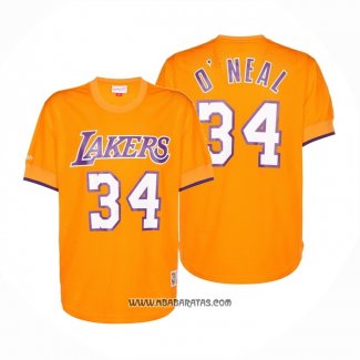 Camiseta Manga Corta Los Angeles Lakers Shaquille O'Neal #34 Amarillo