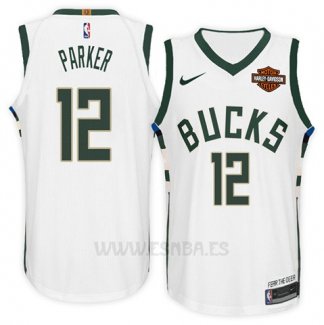 Camiseta Milwaukee Bucks Jabari Parker #12 Motorcycles Harlry 2017-18 Blanco