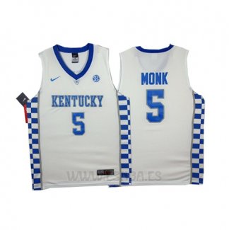 Camiseta NCAA Kentucky Wildcats Malik Monk #0 Blanco