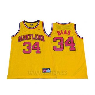 Camiseta NCAA Maryland Len Bias #34 Amarillo