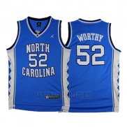 Camiseta NCAA North Carolina Tar Heels James Worthy #52 Azul
