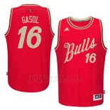 Camiseta Navidad 2015 Chicago Bulls Pau Gasol #16 Rojo