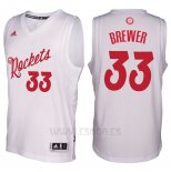 Camiseta Navidad 2016 Houston Rockets Corey Brewer #33 Blanco