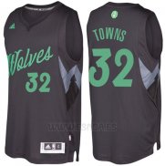 Camiseta Navidad 2016 Minnesota Timberwolves Karl-Anthony Towns #32 Negro