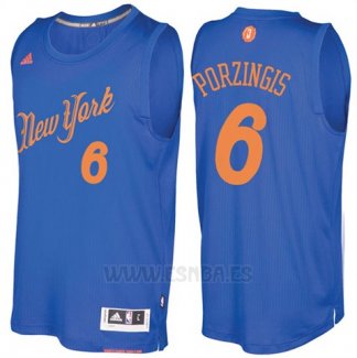 Camiseta Navidad 2016 New York Knicks Kristaps Porzingis #6 Azul