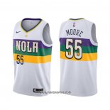 Camiseta New Orleans Pelicans E'twaun Moore #55 Ciudad Blanco