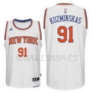 Camiseta New York Knicks Mindaugas Kuzminskas #91 Blanco