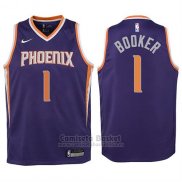 Camiseta Nino Phoenix Suns Devin Booker #1 2017-18 Violeta