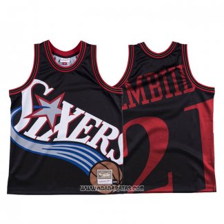 Camiseta Philadelphia 76ers Joel Embiid #21 Mitchell & Ness Big Face Negro