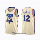 Camiseta Philadelphia 76ers Tobias Harris #12 Earned 2020-21 Crema