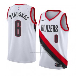 Camiseta Portland Trail Blazers Nik Stauskas #8 Association 2018 Blanco