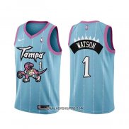 Camiseta Toronto Raptors Paul Watson #1 Ciudad 2020-21 Rosa Azul