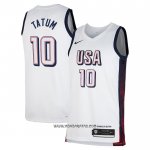 Camiseta USA 2024 Jayson Tatum #10 Blanco