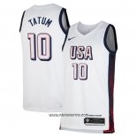Camiseta USA 2024 Jayson Tatum #10 Blanco
