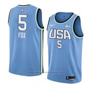 Camiseta 2019 Rising Star De'aaron Fox #5 World Azul