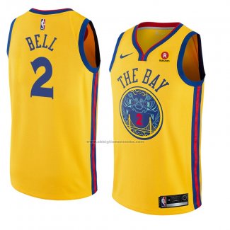 Camiseta Golden State Warriors Jordan Bell #2 Ciudad 2018 Amarillo