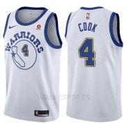 Camiseta Golden State Warriors Quinn Cook #4 Classic 2017-18 Blanco