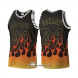 Camiseta Los Angeles Lakers Kobe Bryant #24 Flames Negro