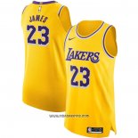 Camiseta Los Angeles Lakers LeBron James #23 Icon Autentico Amarillo