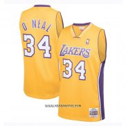 Camiseta Los Angeles Lakers Shaquille O'Neal #34 Mitchell & Ness 1999-00 Amarillo