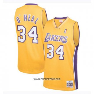 Camiseta Los Angeles Lakers Shaquille O'Neal #34 Mitchell & Ness 1999-00 Amarillo