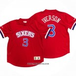 Camiseta Manga Corta Philadelphia 76ers Allen Iverson #3 Rojo