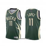 Camiseta Milwaukee Bucks Brook Lopez #11 Earned 2020-21 Verde