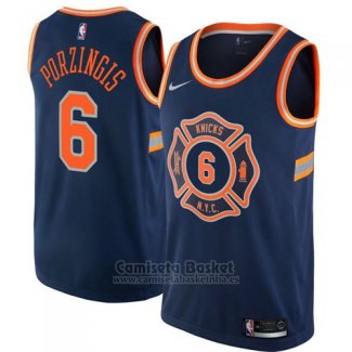 Camiseta New York Knicks Porzingis Ciudad #6 2017-18 Azul