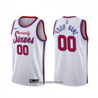 Camiseta Philadelphia 76ers Personalizada Hardwood Classic Blanco