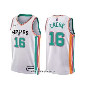 Camiseta San Antonio Spurs Devontae Cacok #16 Ciudad 2021-22 Blanco