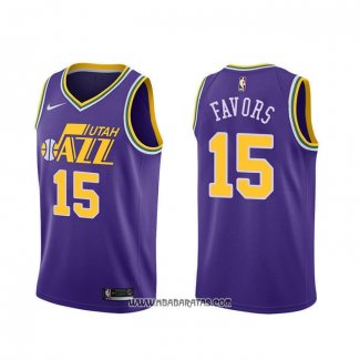 Camiseta Utah Jazz Derrick Favors #15 Hardwood Classics Violeta