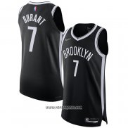 Camiseta Brooklyn Nets Kevin Durant #7 Icon Autentico Negro